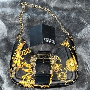 Versace Jeans Couture Black and Gold Shoulder Bag